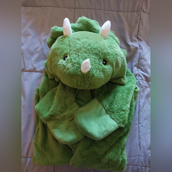 NWT Comfort Bay Kid’s Hooded Green Dinosaur Throw With Hand Pockets - Picture 3 of 3